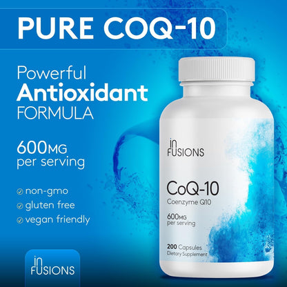 Maximum Strength Pure CoQ10 600mg 400 Capsules High Absorption Gluten Free Non-GMO - 2 Pack