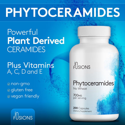 Phytoceramides 200 Capsules Skin Repair Rejuvenation Anti-Aging Support Plant-derived Ceramides 700mg Gluten Free Non-GMO