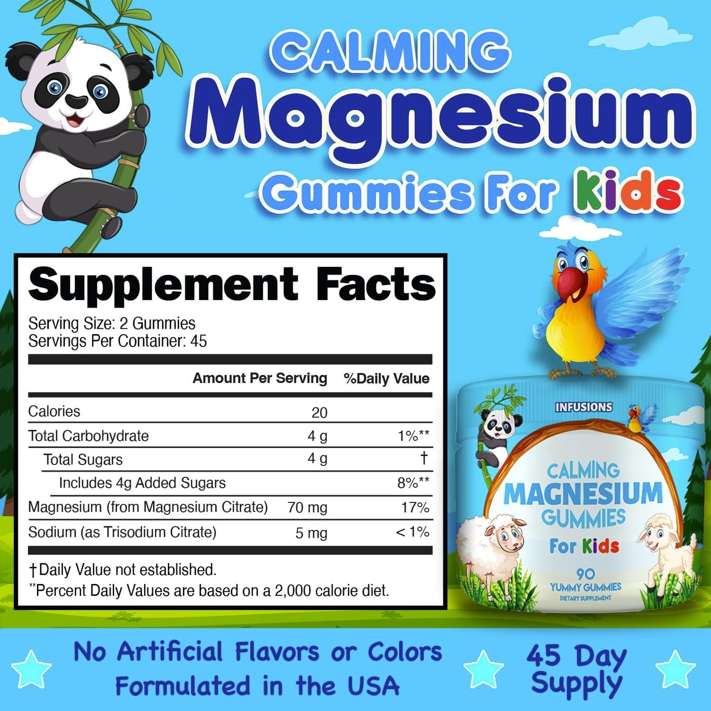 Calm Magnesium Gummies for Kids 90 Count Healthy Muscle Bone Energy Support Soft and Delicious Vegan Friendly Non-GMO