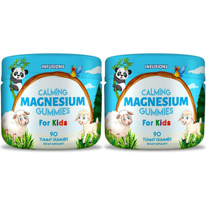 Calm Magnesium Gummies for Kids 180 Count Healthy Muscle Bone Energy Support Soft and Delicious Vegan Friendly Non-GMO - 2 Pack