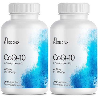 High Absorption Pure CoQ10 400mg 400 Capsules Extra Strength Gluten Free Non-GMO - 2 Pack