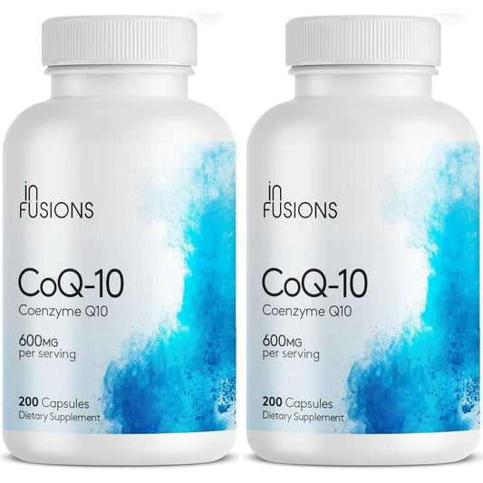 Maximum Strength Pure CoQ10 600mg 400 Capsules High Absorption Gluten Free Non-GMO - 2 Pack