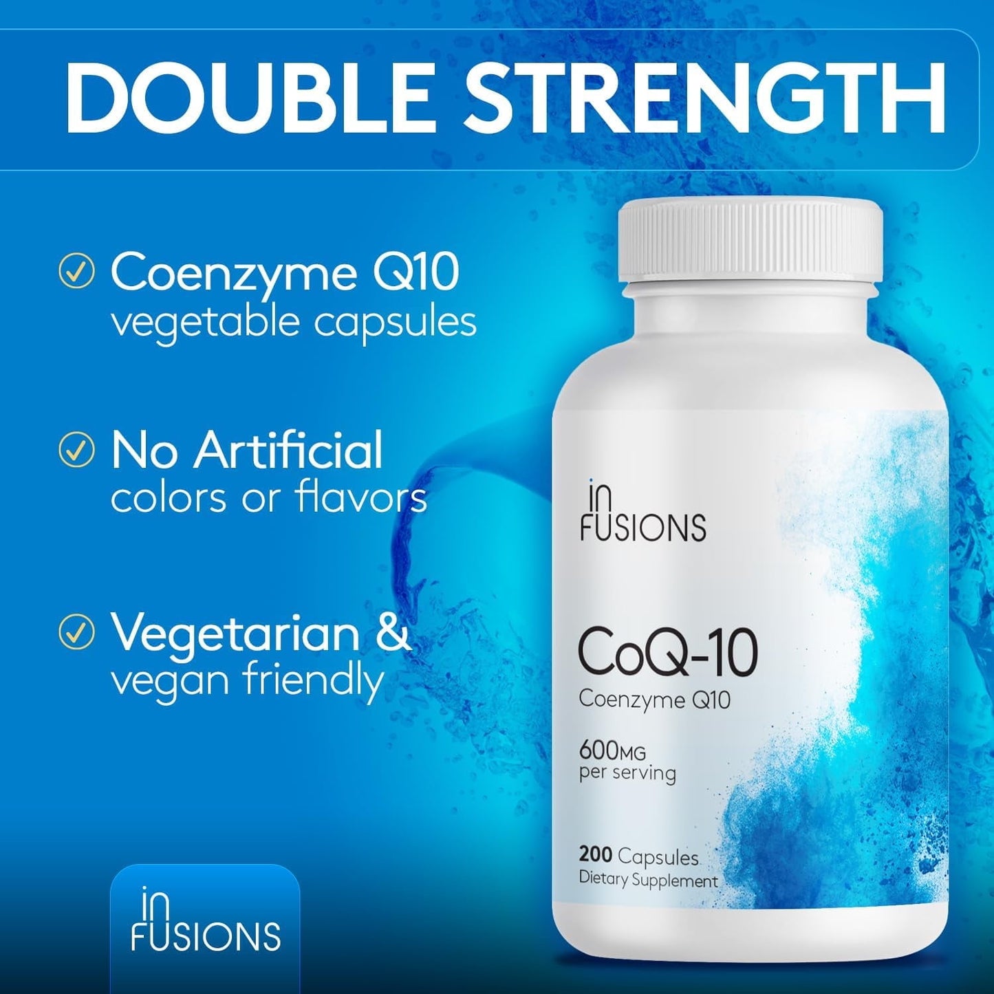 Maximum Strength Pure CoQ10 600mg 200 Capsules High Absorption Gluten Free Non-GMO